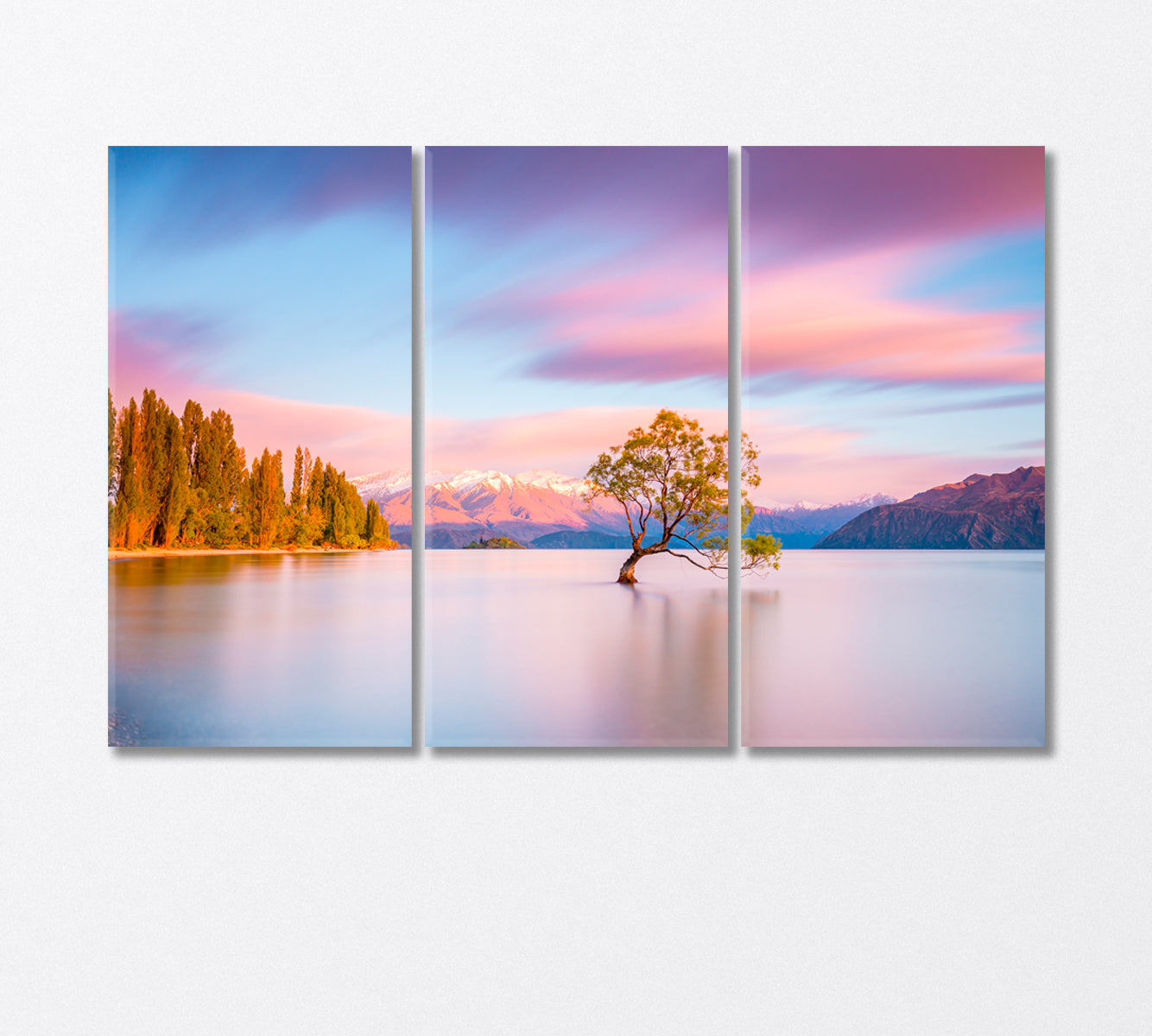 Wanaka Tree at Sunrise Canvas Print-Canvas Print-CetArt-3 Panels-36x24 inches-CetArt
