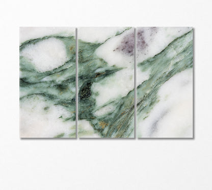 Deep Green Veins on White Marble Canvas Print-Canvas Print-CetArt-3 Panels-36x24 inches-CetArt