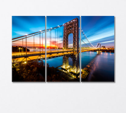 George Washington Bridge at Sunset Canvas Print-Canvas Print-CetArt-3 Panels-36x24 inches-CetArt
