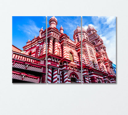 Jami Ul Alfar Mosque Colombo Sri Lanka Canvas Print-Canvas Print-CetArt-3 Panels-36x24 inches-CetArt