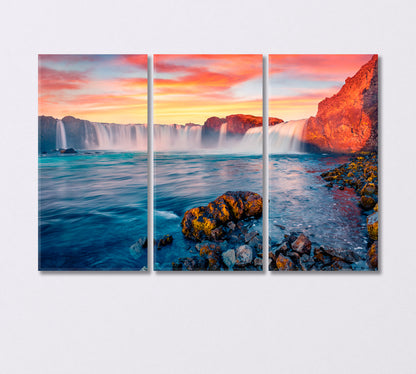 Waterfall on Skjalfandafljot River Iceland Canvas Print-Canvas Print-CetArt-3 Panels-36x24 inches-CetArt