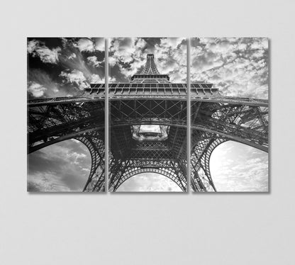 Eiffel Tower in Black White Canvas Print-Canvas Print-CetArt-3 Panels-36x24 inches-CetArt