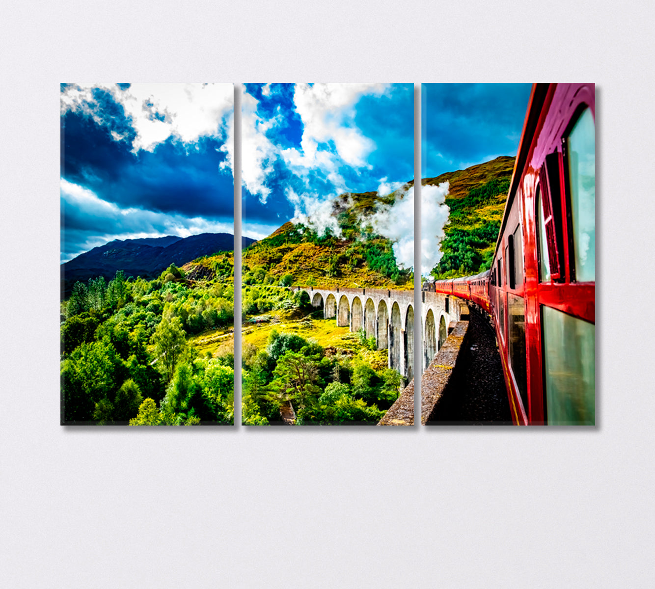 Glenfinnan Railway Viaduct in Scotland Canvas Print-Canvas Print-CetArt-3 Panels-36x24 inches-CetArt