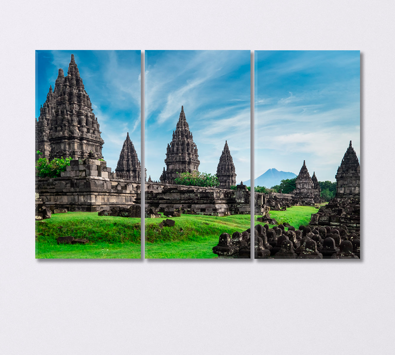 Prambanan a Complex of Early Medieval Hindu Temples Indonesia Canvas Print-Canvas Print-CetArt-3 Panels-36x24 inches-CetArt