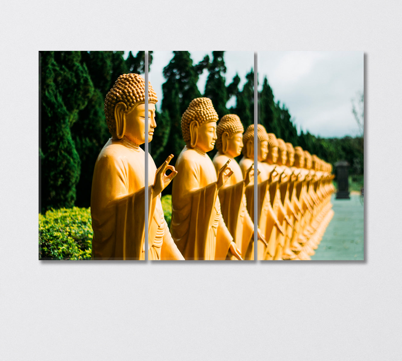 Golden Buddha Statues Canvas Print-Canvas Print-CetArt-3 Panels-36x24 inches-CetArt