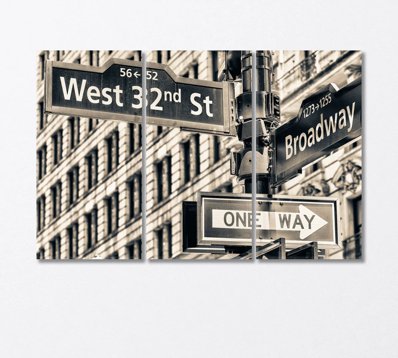 32nd Street Intersection Manhattan — three-panel canvas