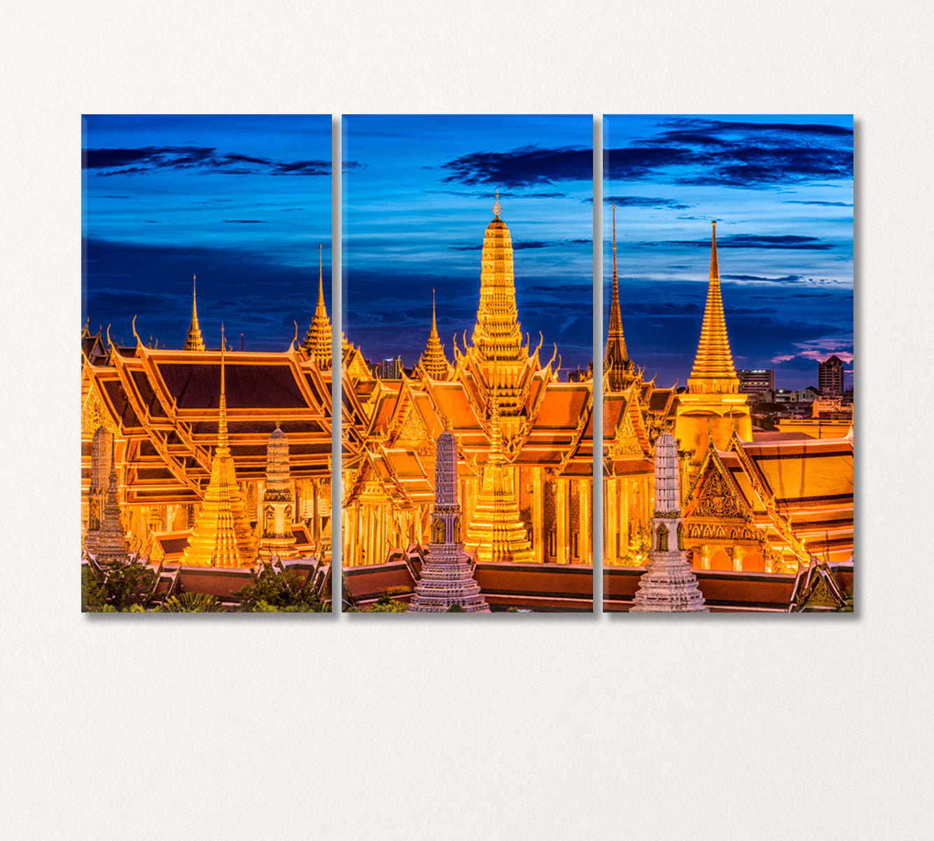 Emerald Buddha Temple Bangkok Thailand Canvas Print-CetArt-3 Panels-36x24 inches-CetArt