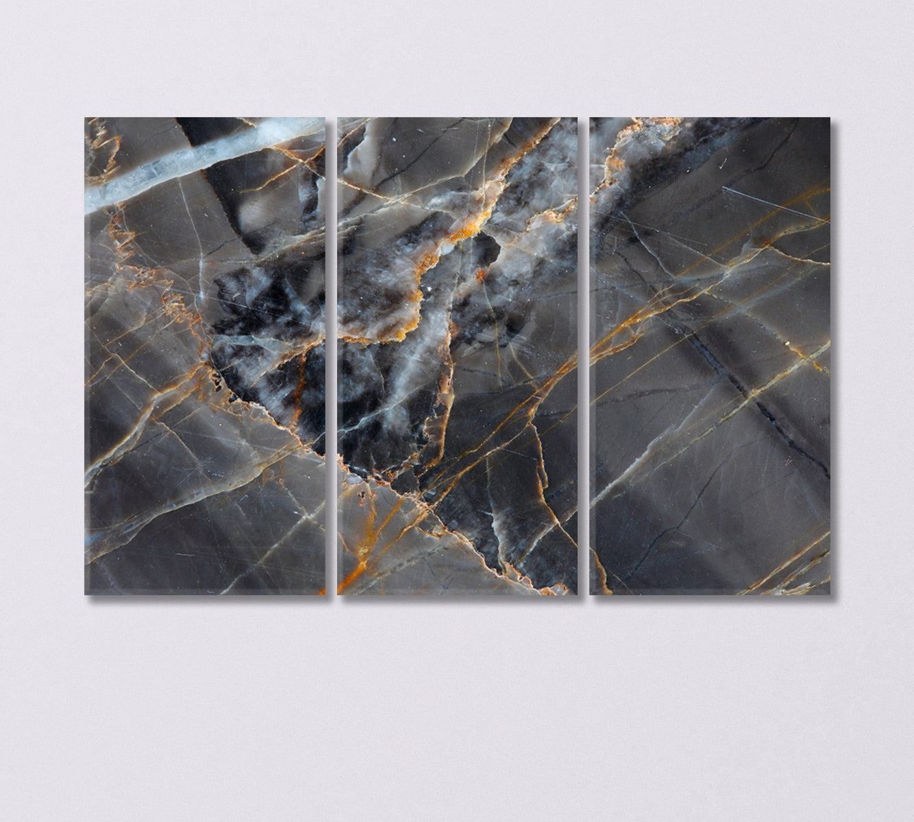 Yellow and Dark Gray Marble Canvas Print-Canvas Print-CetArt-3 Panels-36x24 inches-CetArt