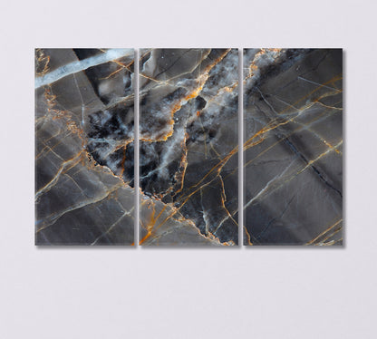 Yellow and Dark Gray Marble Canvas Print-Canvas Print-CetArt-3 Panels-36x24 inches-CetArt
