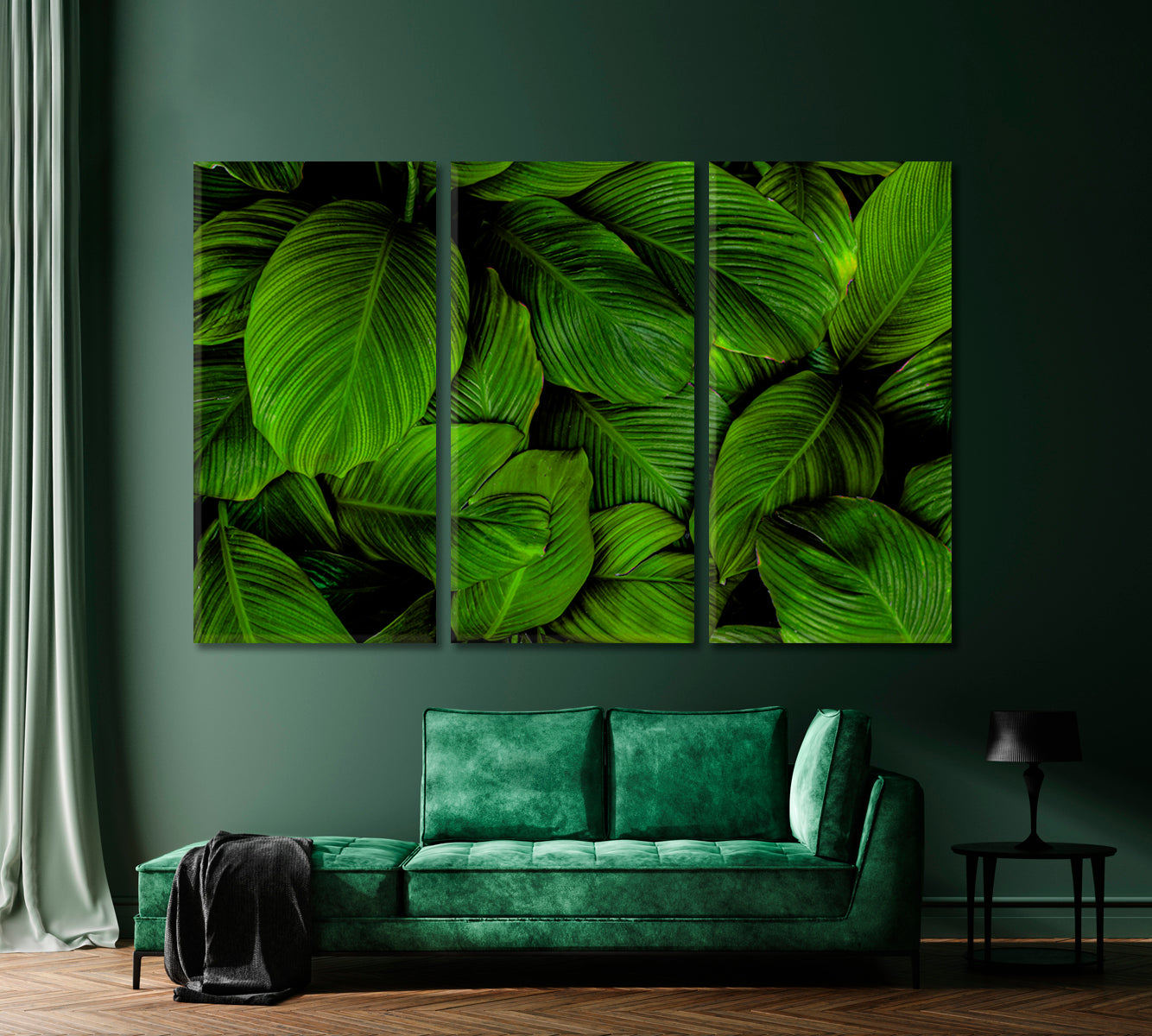 Green Tropical Leaf Canvas Print-Canvas Print-CetArt-3 Panels-36x24 inches-CetArt