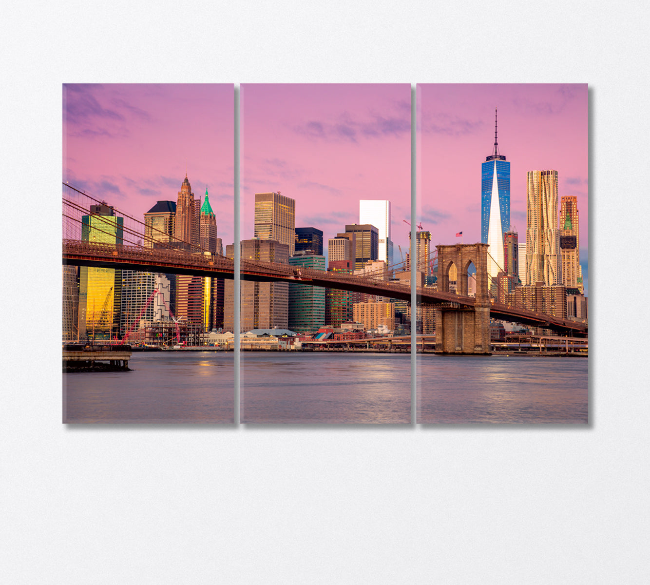Brooklyn Bridge Sunrise Manhattan New York Canvas Print-Canvas Print-CetArt-3 Panels-36x24 inches-CetArt