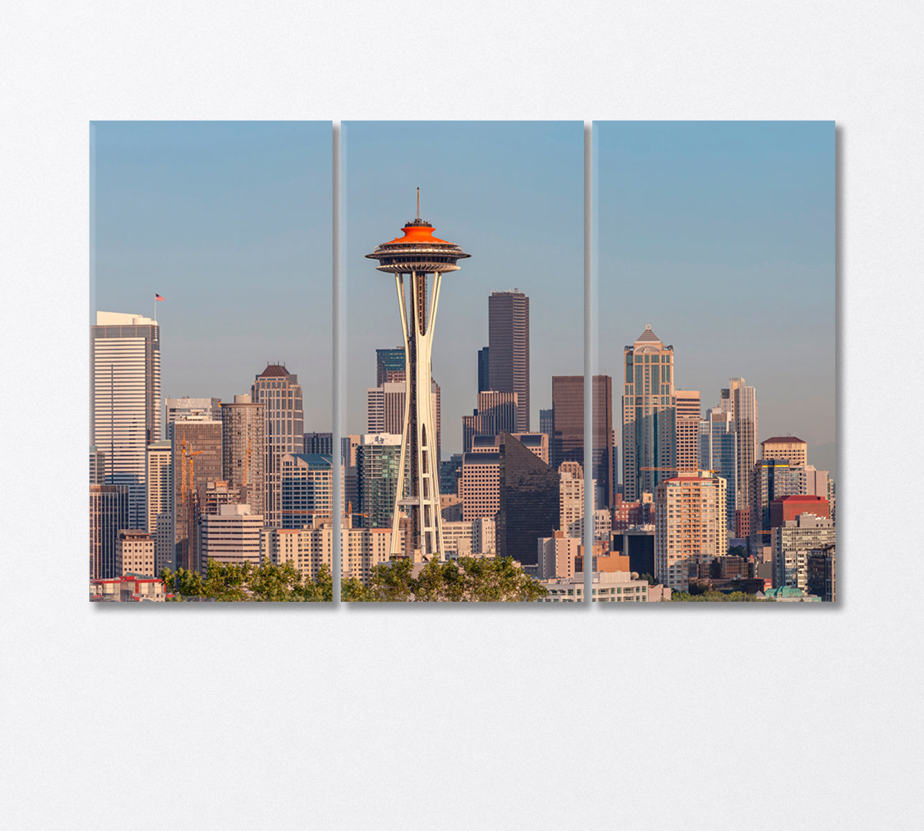 Seattle Skyline Panorama at Sunset Washington USA Canvas Print-Canvas Print-CetArt-3 Panels-36x24 inches-CetArt