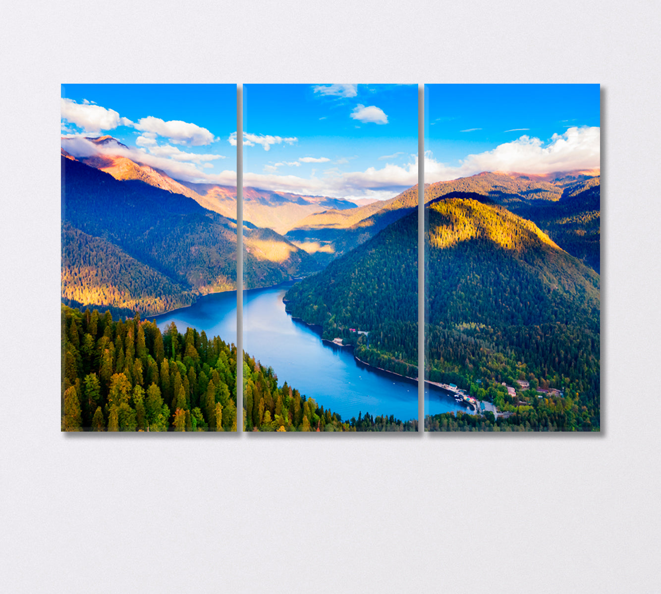 Lake Ritsa in the Mountains of Abkhazia Georgia Canvas Print-Canvas Print-CetArt-3 Panels-36x24 inches-CetArt