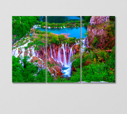Waterfalls in Plitvice National Park Croatia Canvas Print-Canvas Print-CetArt-3 Panels-36x24 inches-CetArt