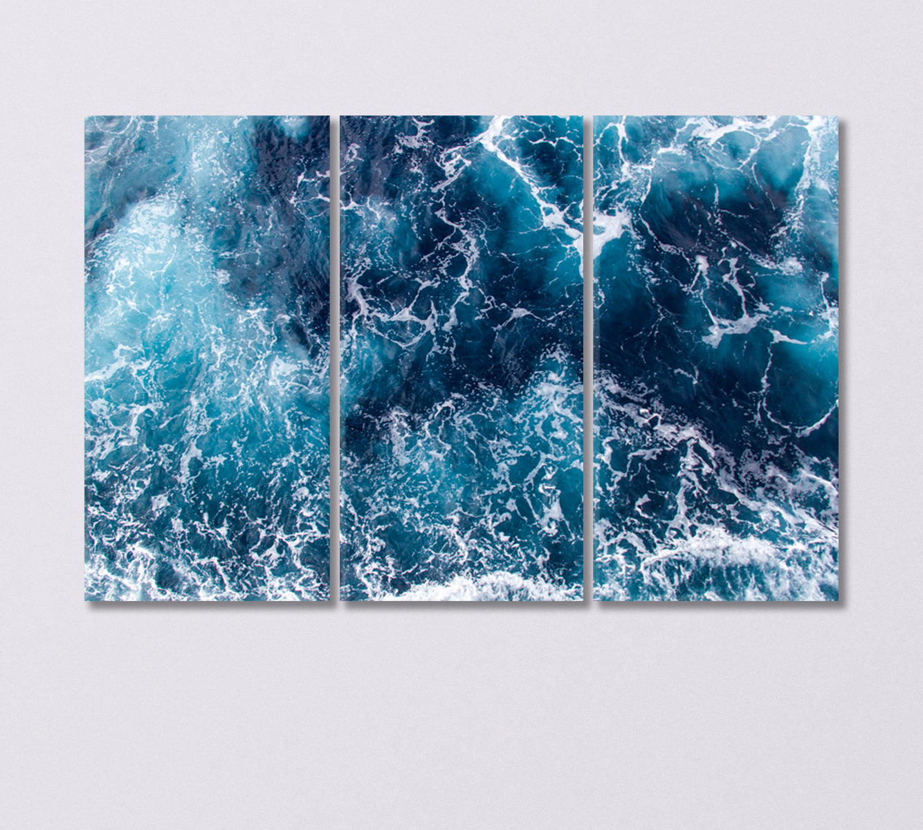 Blue Sea Waves with Foam Canvas Print-Canvas Print-CetArt-3 Panels-36x24 inches-CetArt