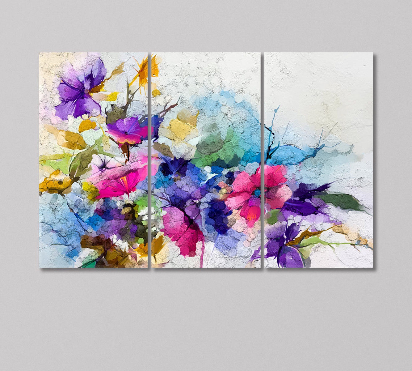 Modern Abstract Flowers Canvas Print-Canvas Print-CetArt-3 Panels-36x24 inches-CetArt
