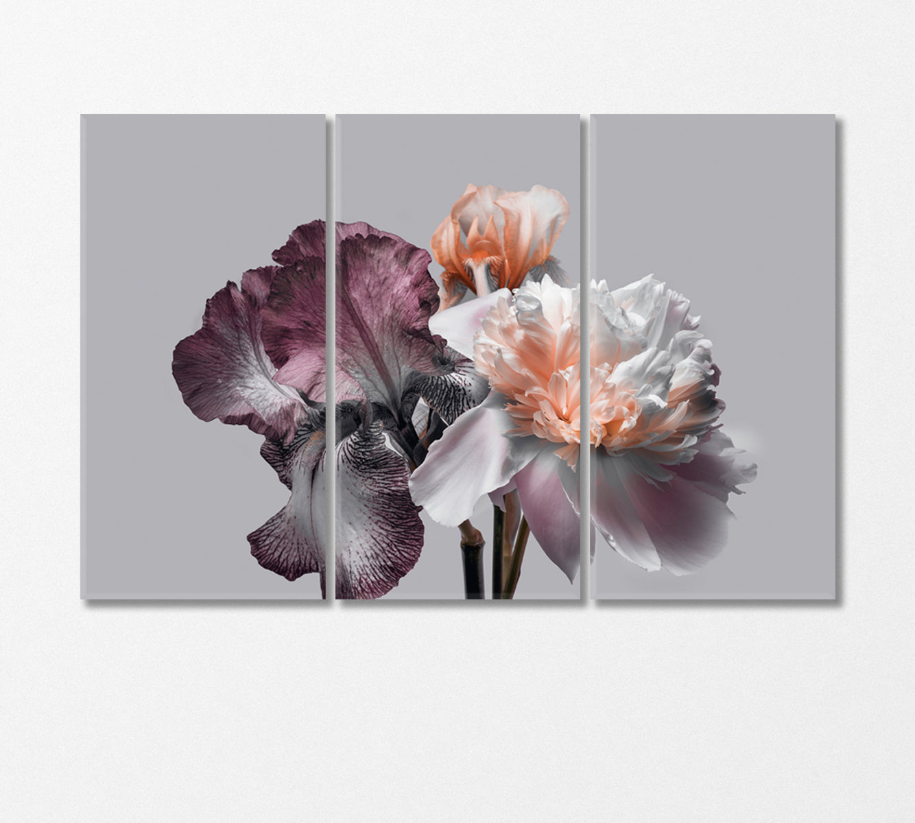 Bouquet of Peonies and Irises Canvas Print-CetArt-3 Panels-36x24 inches-CetArt