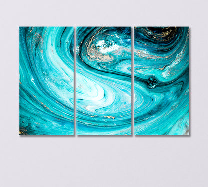 Abstract Blue Ocean Waves Canvas Print-Canvas Print-CetArt-3 Panels-36x24 inches-CetArt