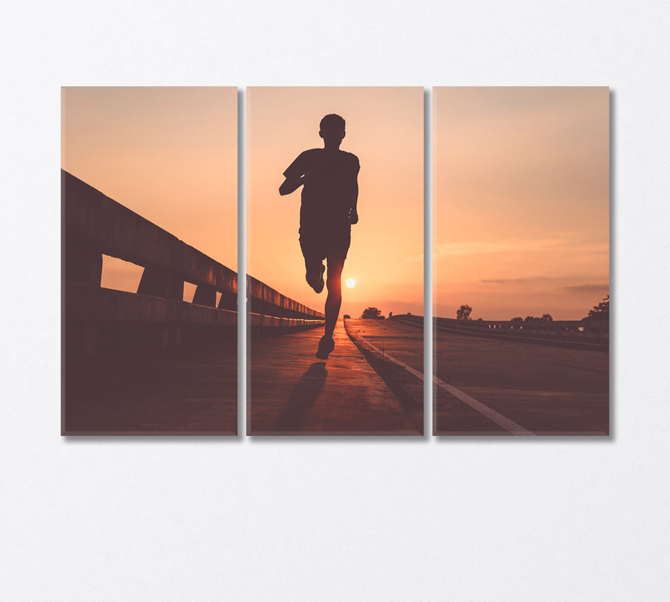 Running Athlete Outdoors in Sunset Canvas Print-Canvas Print-CetArt-3 Panels-36x24 inches-CetArt