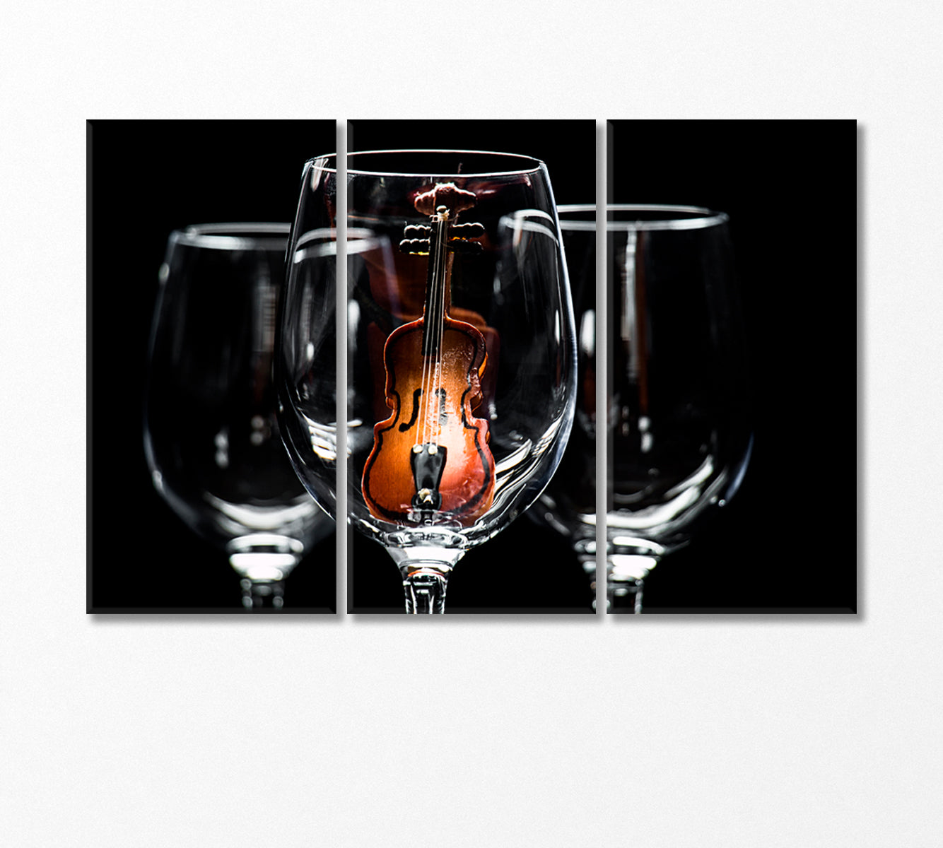 Miniature Violin in Glass Canvas Print-Canvas Print-CetArt-3 Panels-36x24 inches-CetArt