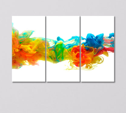 Abstract Colorful Ink Splash Canvas Print-Canvas Print-CetArt-3 Panels-36x24 inches-CetArt