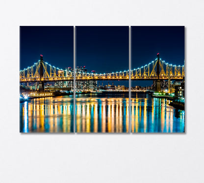 Queensboro Bridge New York Canvas Print-Canvas Print-CetArt-3 Panels-36x24 inches-CetArt