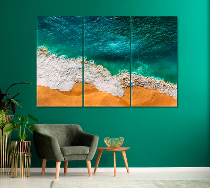 Turquoise Sandy Ocean Beach Canvas Print-Canvas Print-CetArt-3 Panels-36x24 inches-CetArt