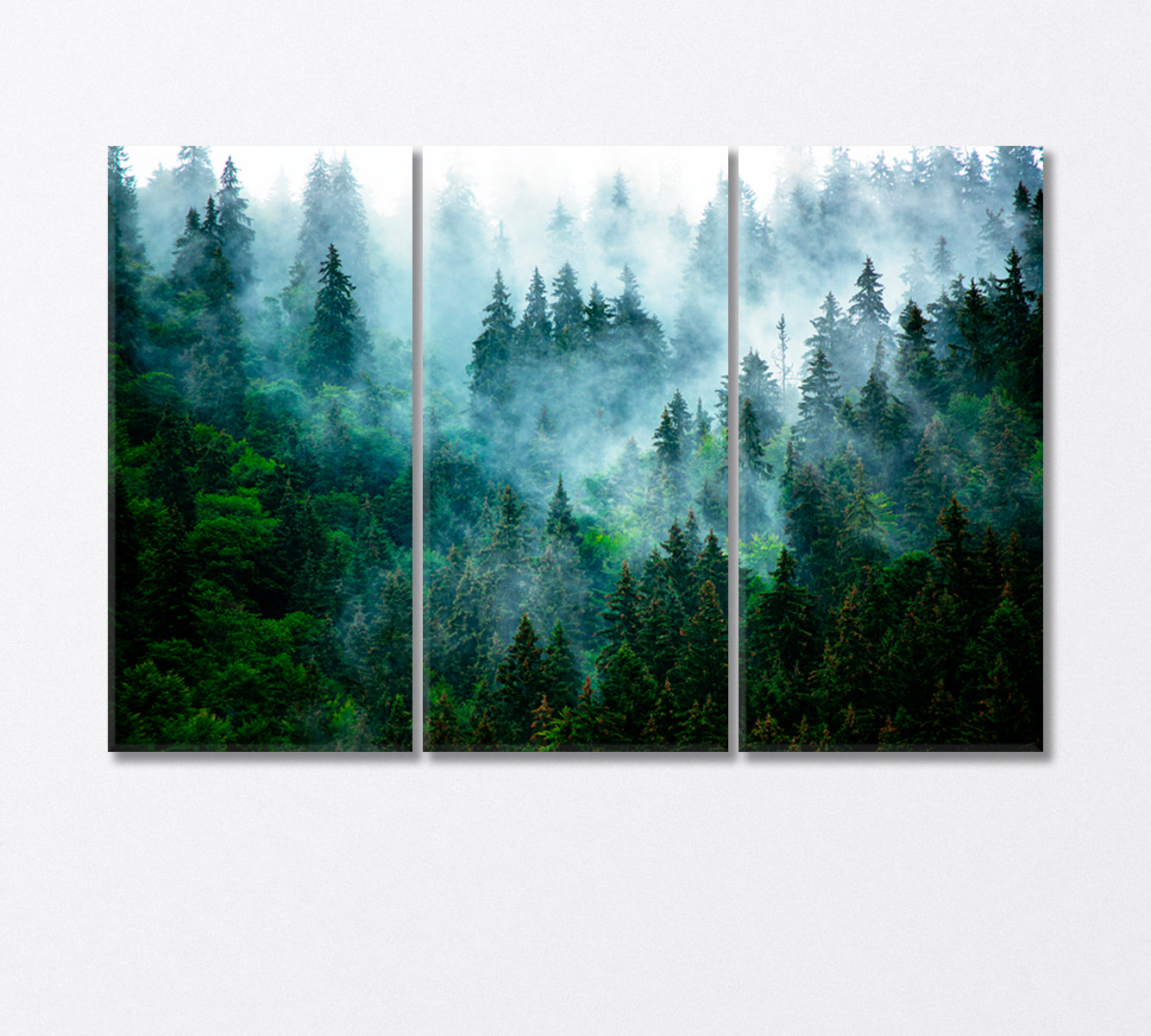 Foggy Mystical Spruce Forest Canvas Print-Canvas Print-CetArt-3 Panels-36x24 inches-CetArt