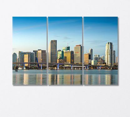 Skyline of Miami Florida USA Canvas Print-Canvas Print-CetArt-3 Panels-36x24 inches-CetArt