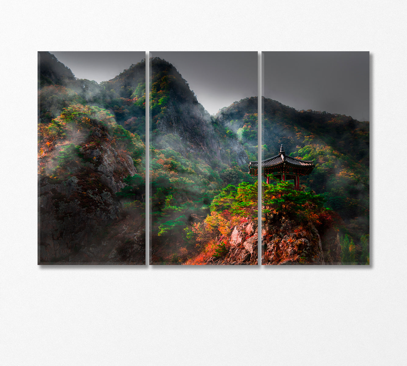 Gazebo on Top of Wollybong Mountain South Korea Canvas Print-Canvas Print-CetArt-3 Panels-36x24 inches-CetArt