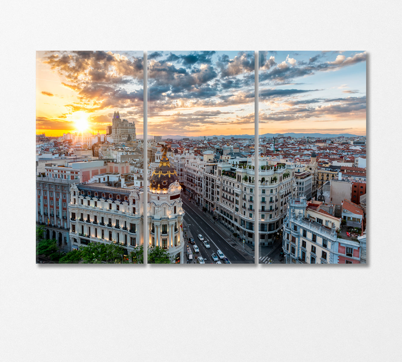 Madrid at Dusk Spain Canvas Print-Canvas Print-CetArt-3 Panels-36x24 inches-CetArt