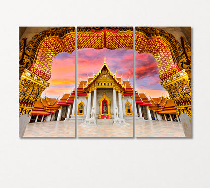 Temple Wat Benchamabophit of Bangkok Thailand Canvas Print-Canvas Print-CetArt-3 Panels-36x24 inches-CetArt