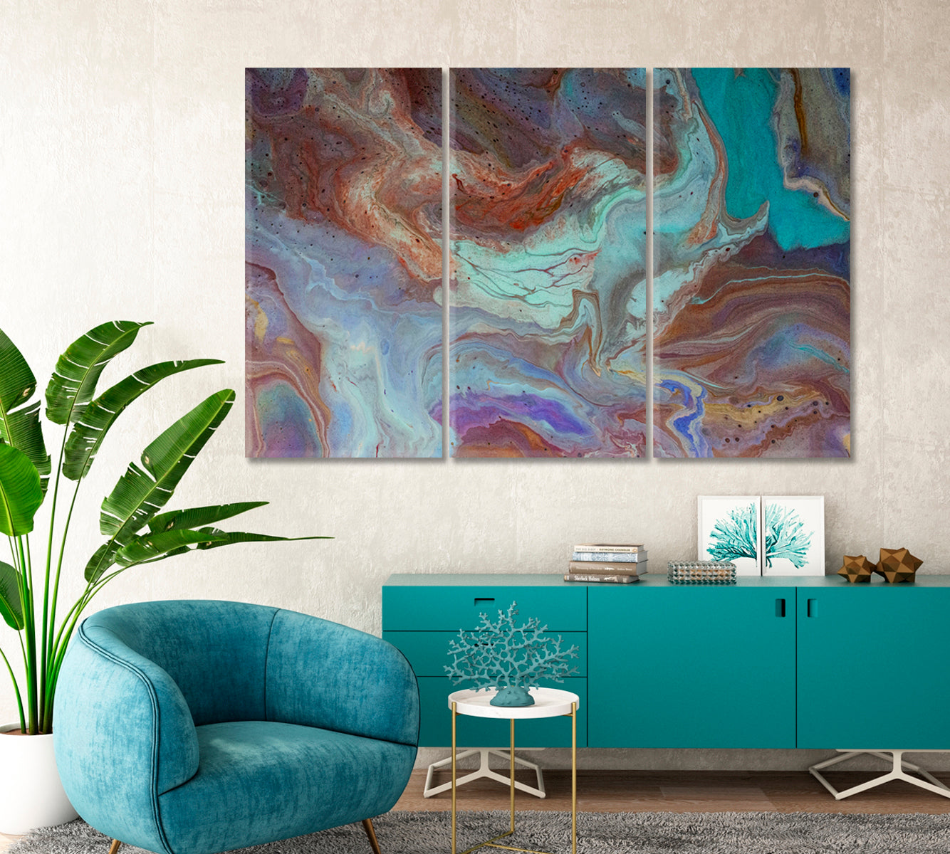 Abstract Fluid Colorful Mix of Vibrant Marble Swirls Canvas Print-Canvas Print-CetArt-1 Panel-24x16 inches-CetArt