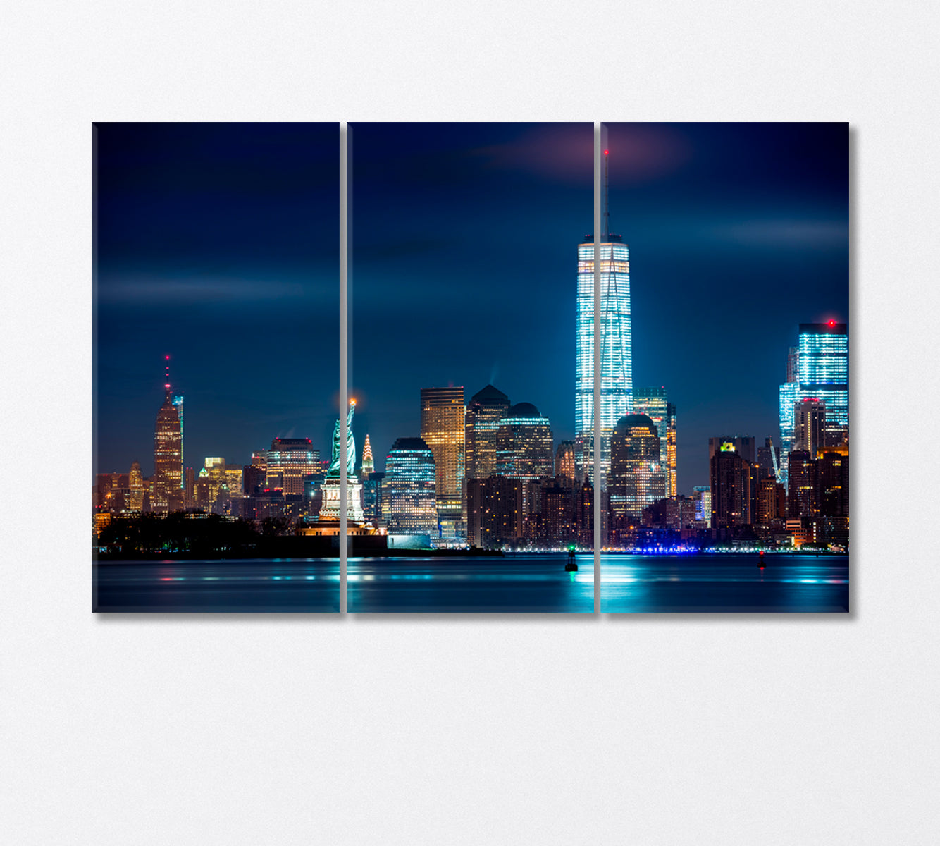 Statue Liberty Freedom Tower Empire State New York Canvas Print-Canvas Print-CetArt-3 Panels-36x24 inches-CetArt