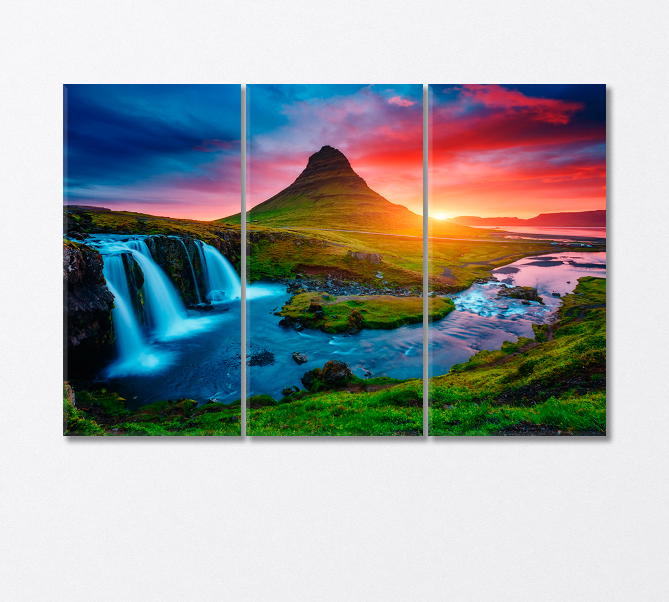 Fantastic Volcano Kirkjufell Iceland Canvas Print-Canvas Print-CetArt-3 Panels-36x24 inches-CetArt