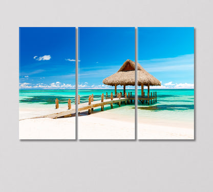 Gazebo on a Tropical Beach Cap Cana Dominican Republic Canvas Print-Canvas Print-CetArt-3 Panels-36x24 inches-CetArt