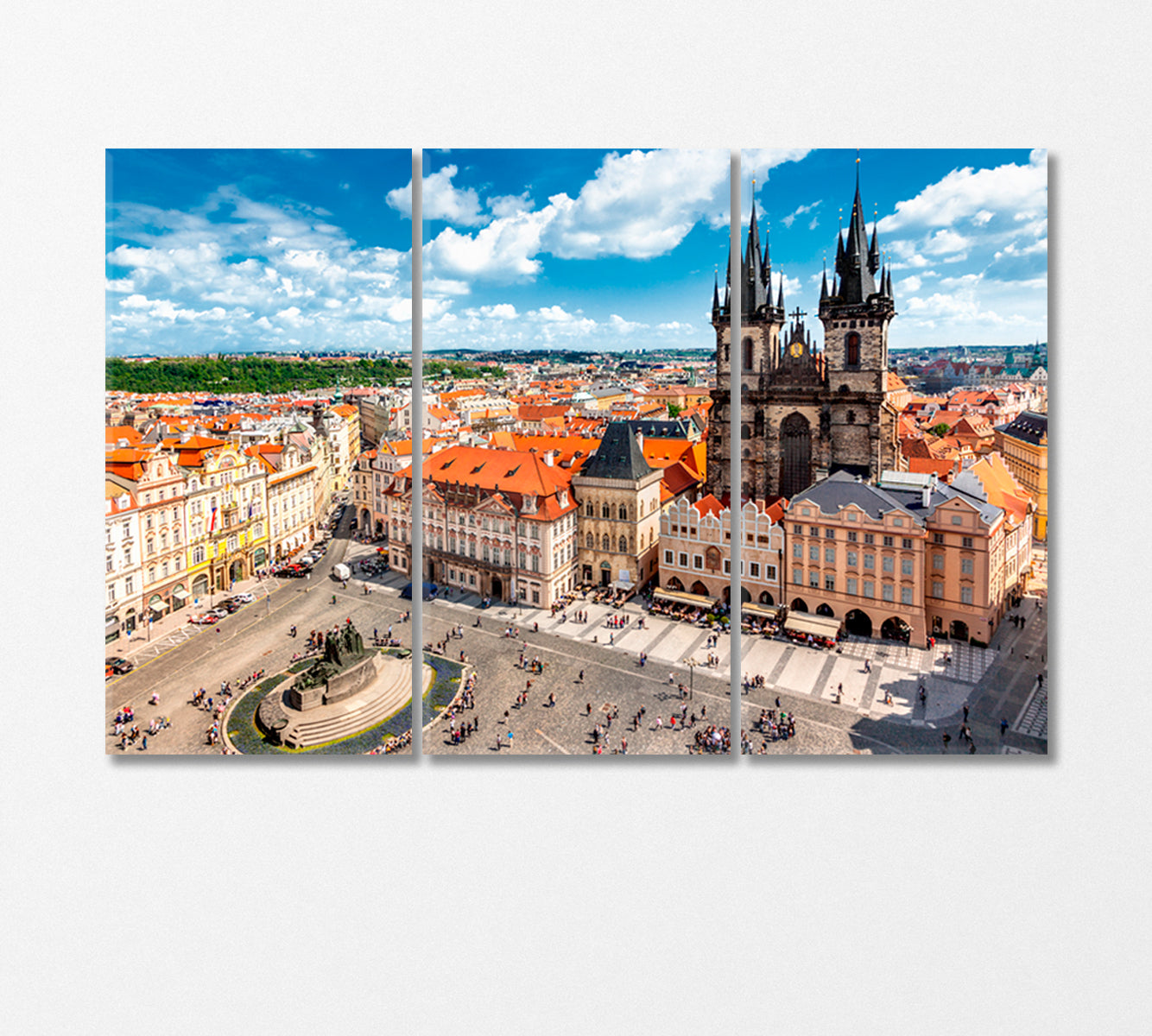 Old Town Square in Prague Canvas Print-Canvas Print-CetArt-3 Panels-36x24 inches-CetArt