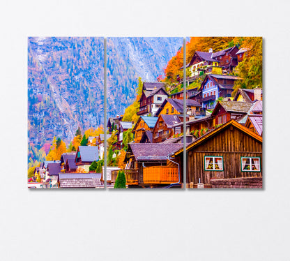 Beautiful Wooden Houses in Austria Canvas Print-Canvas Print-CetArt-3 Panels-36x24 inches-CetArt