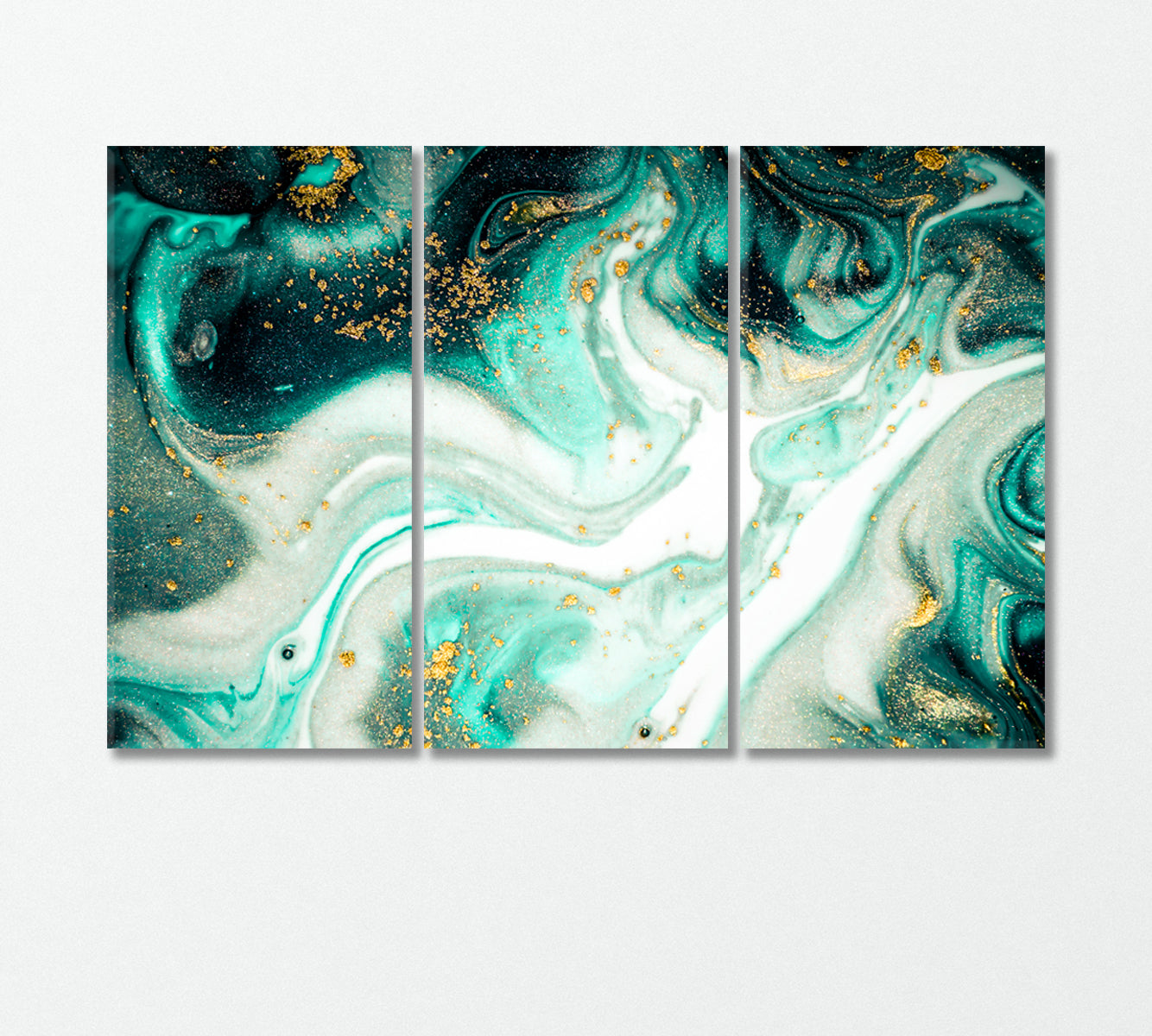 Abstract Oriental Turquoise Wave Pattern Canvas Print-Canvas Print-CetArt-3 Panels-36x24 inches-CetArt