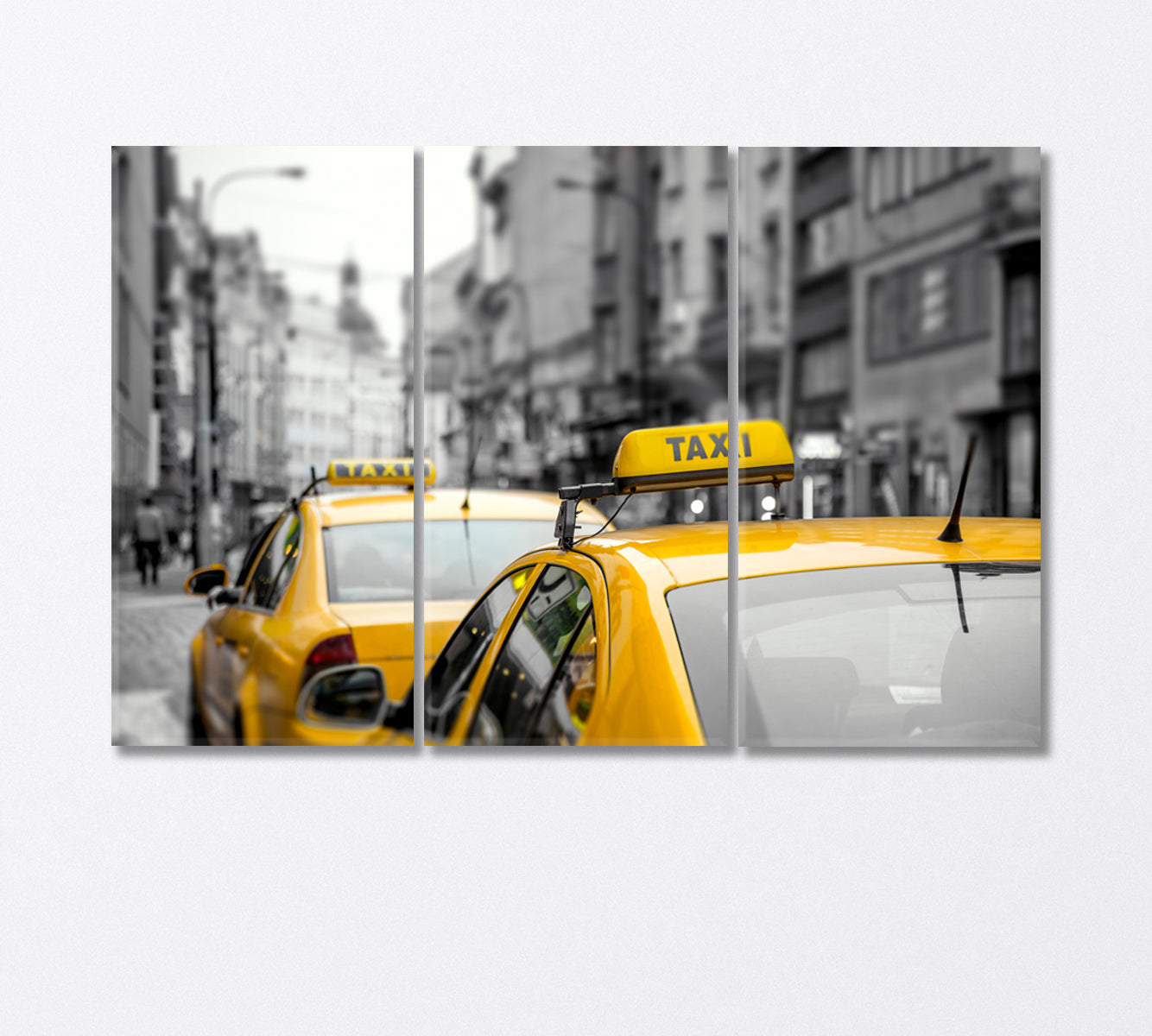 Yellow Taxis on New York Street Canvas Print-Canvas Print-CetArt-3 Panels-36x24 inches-CetArt