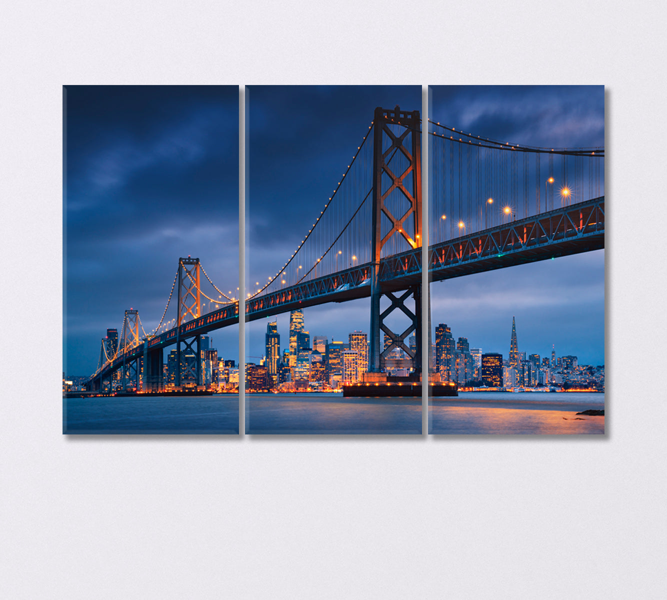 Downtown San Francisco with Oakland Bridge USA Canvas Print-Canvas Print-CetArt-3 Panels-36x24 inches-CetArt
