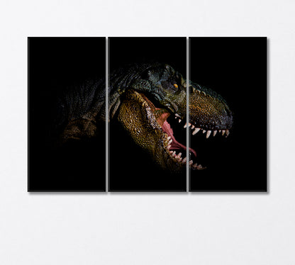 Dinosaur Head in the Dark Canvas Print-Canvas Print-CetArt-3 Panels-36x24 inches-CetArt