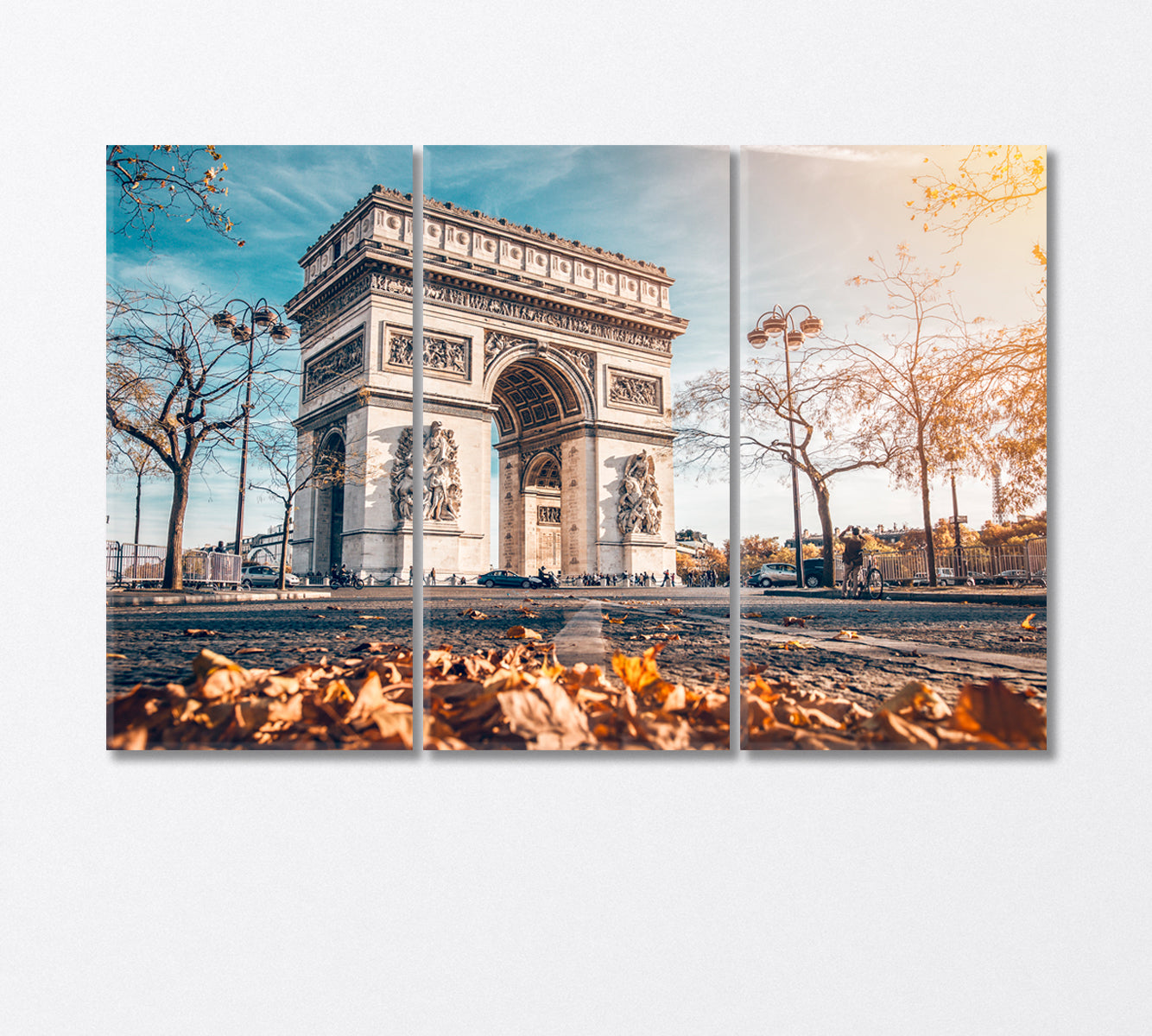 Arc De Triomphe Golden Autumn in Paris Canvas Print-Canvas Print-CetArt-3 Panels-36x24 inches-CetArt