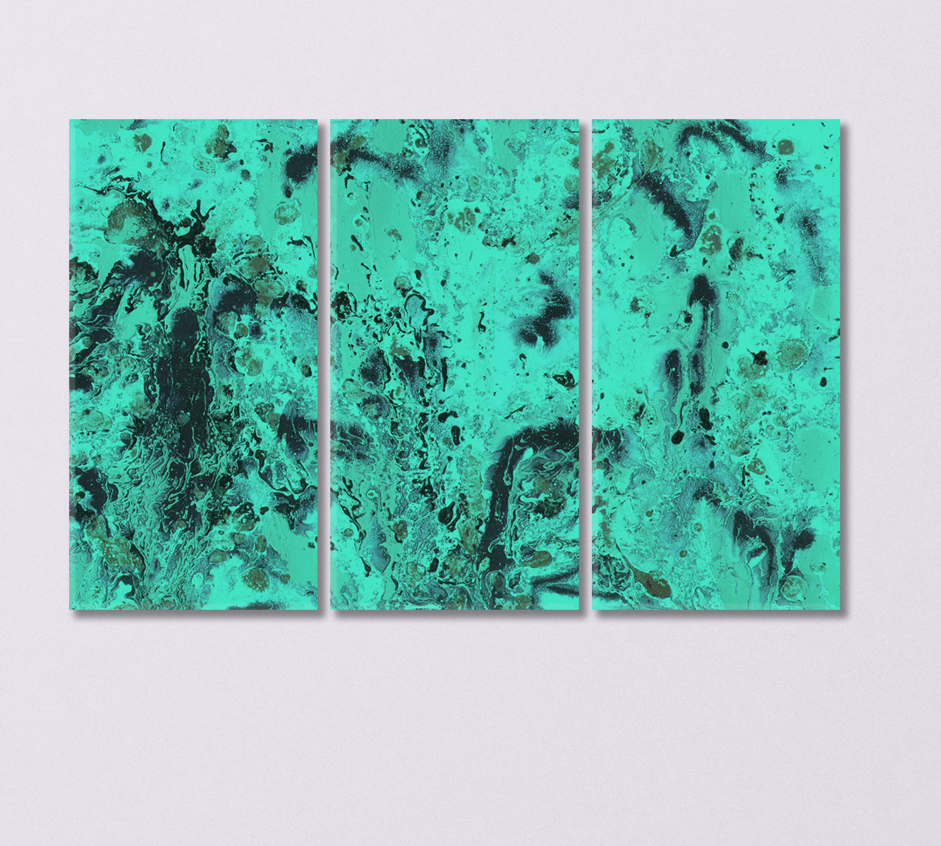 Abstract Turquoise Watercolor Splashes Canvas Print-Canvas Print-CetArt-3 Panels-36x24 inches-CetArt