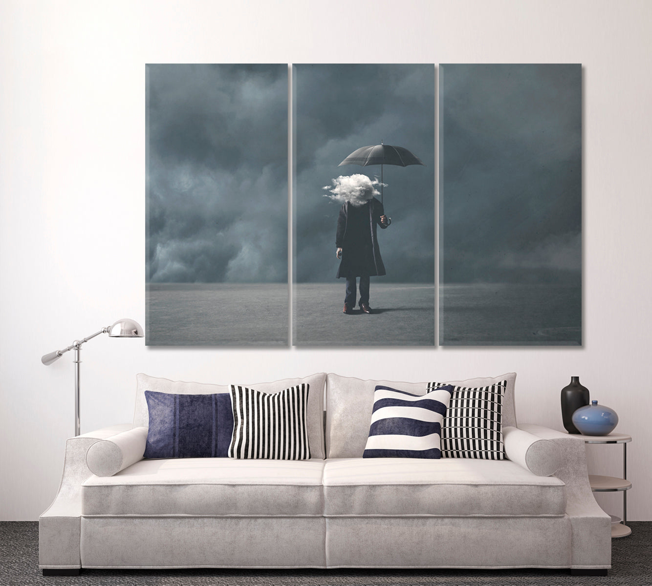 Surreal Man With Cloud Instead Head Canvas Print-Canvas Print-CetArt-1 Panel-24x16 inches-CetArt