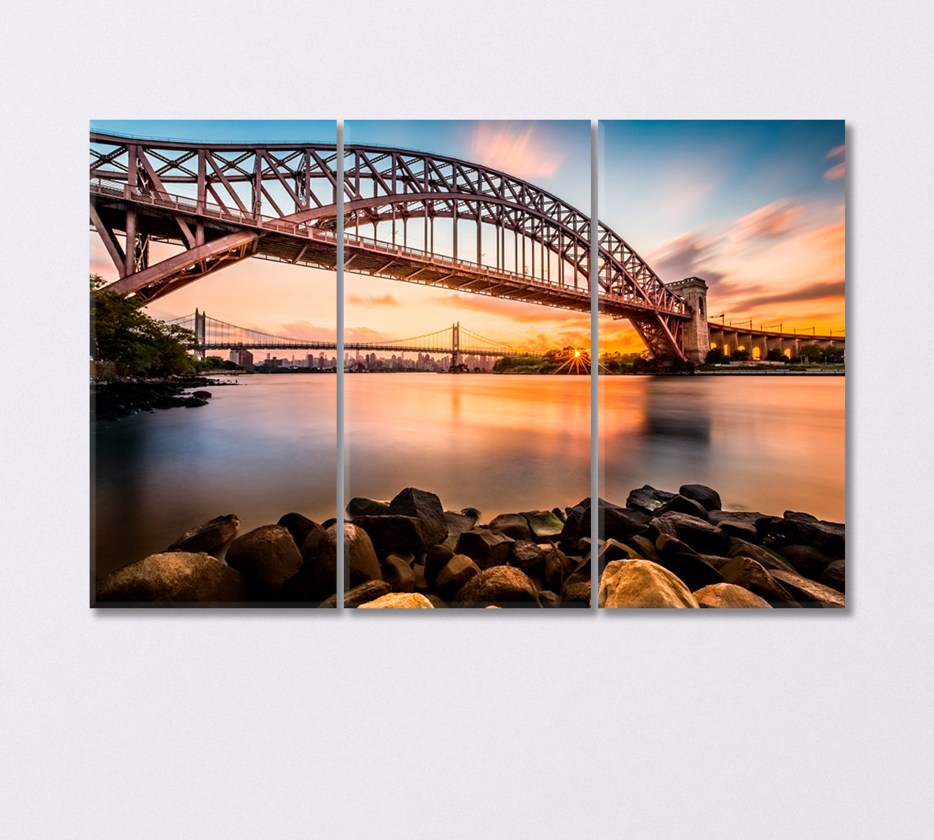 Triborough Bridge at Sunset New York Canvas Print-Canvas Print-CetArt-3 Panels-36x24 inches-CetArt