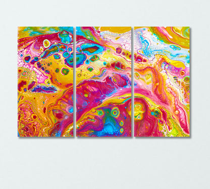 Pink Yellow Blue Abstract Pattern Canvas Print-Canvas Print-CetArt-3 Panels-36x24 inches-CetArt