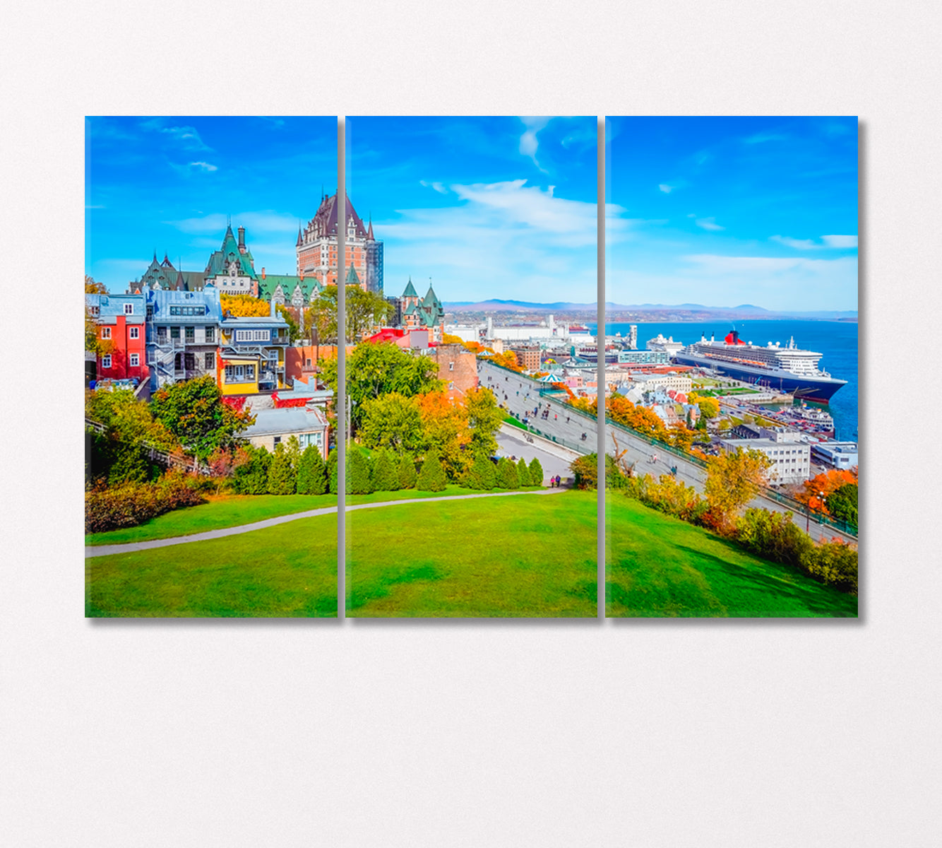 Famous Frontenac Castle Quebec City Canada Canvas Print-Canvas Print-CetArt-3 Panels-36x24 inches-CetArt