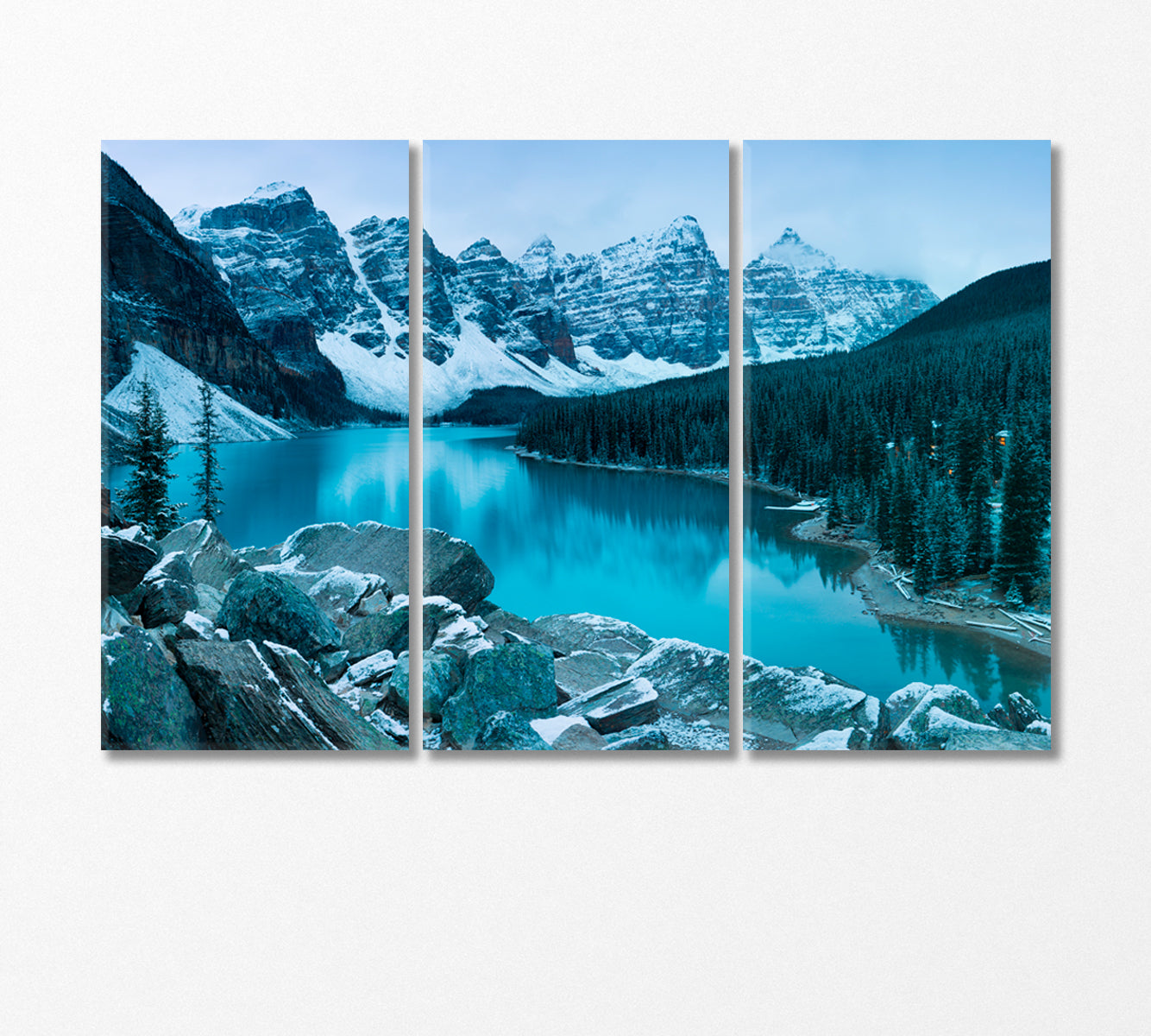 Winter Morning Moraine Lake Banff National Park Canada Canvas Print-Canvas Print-CetArt-3 Panels-36x24 inches-CetArt