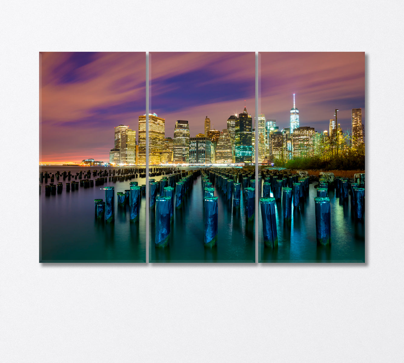 Big City Lights Manhattan Canvas Print-Canvas Print-CetArt-3 Panels-36x24 inches-CetArt